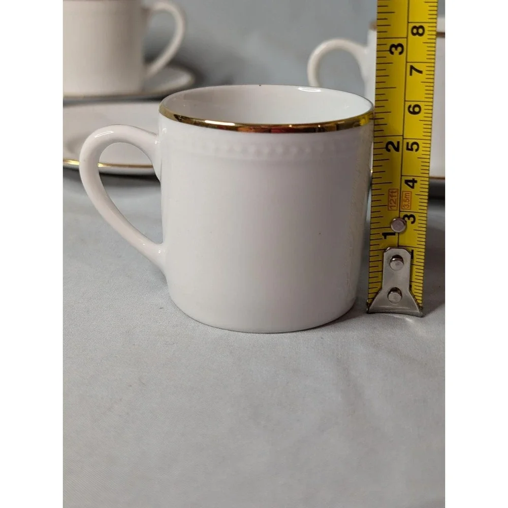 10 Strawberry Street 4 Pc‎ Tea Cup And Saucer Set White And Gold